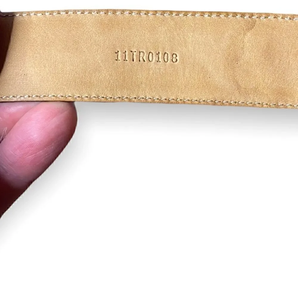Donald J. Trump Signature Collection brown leather belt with brass buckle 32 /80